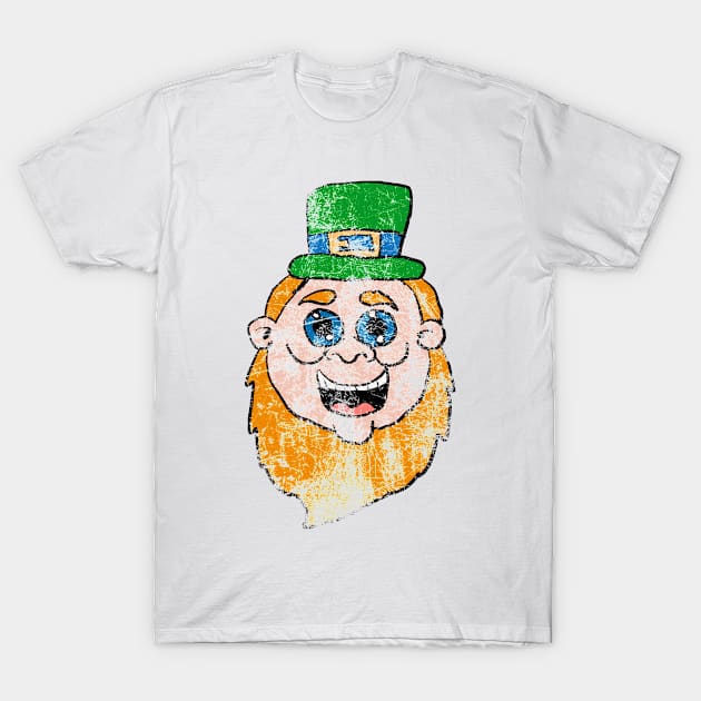 Heavy Distress Happy Leprechaun Head T-Shirt by Eric03091978